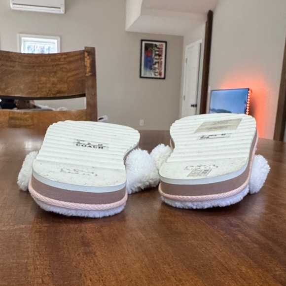 Coach Cream Plush Flip Flops - Picture 5 of 9